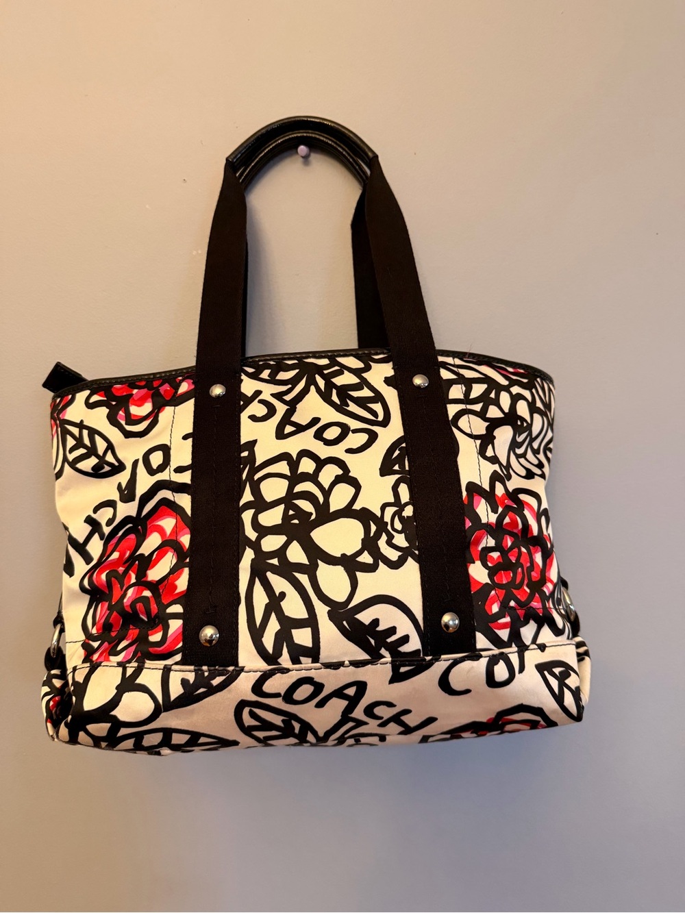 Coach Poppy Daisy floral graffiti tote